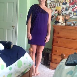 Cache Size 6 One-Shoulder Purple Dress